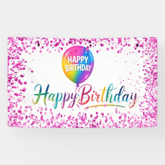 Regenbogen Glitter Alles Gute zum Geburtstag Banner (Horizontal)