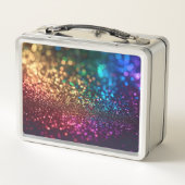 Regenbogen Glitter auf Schwarz Metall Brotdose (Rückseite)