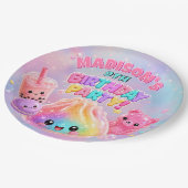 Regenbogen-Glitter-Dampfkissen-Squishies Geburtsta Pappteller (Schrägansicht)