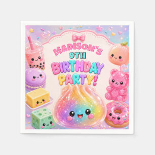 Regenbogen-Glitter-Dampfkissen-Squishies-Geburtsta Serviette