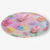 Regenbogen-Glitter-Dampfnudel-Quetschies-Geburtsta Pappteller (Schrägansicht)