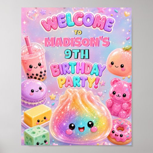 Regenbogen Glitter Dumpling Squishies Geburtstagsf Poster (Vorne)