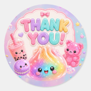 Regenbogen Glitter Dumpling Squishies Geburtstagsf Runder Aufkleber