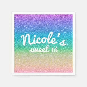 Regenbogen Glitter Funkeln Glam Geburtstagsfeier B Serviette