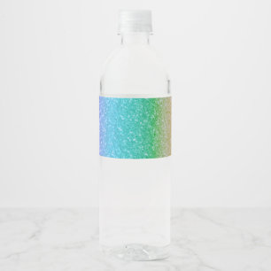 Regenbogen Glitter Funkeln Glam Geburtstagsfeier B Wasserflaschenetikett