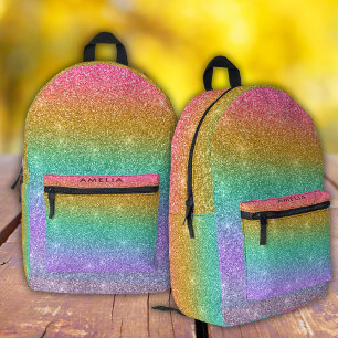 Regenbogen Glitter Funkeln moderner Mädchen Rucksa Bedruckter Rucksack