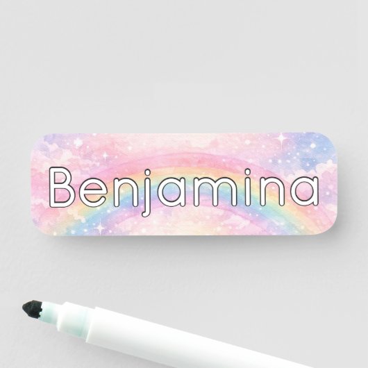 Regenbogen Glitter Funkelnde Wolke Schule Namensschild (Beispiel)