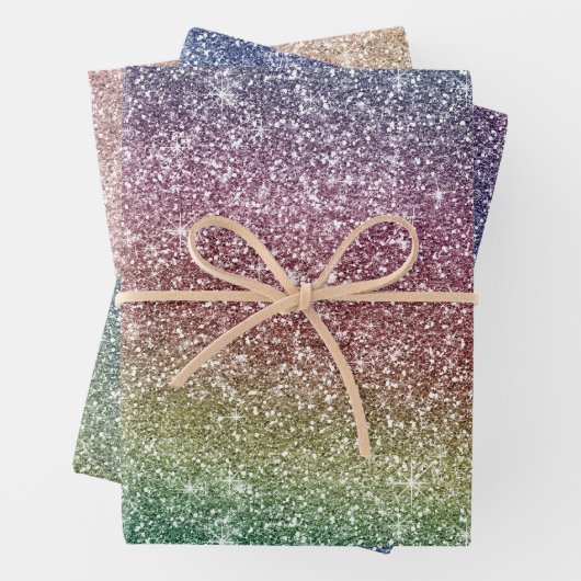 Regenbogen Glitter Geschenkpapier Set (Beispiel)