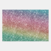 Regenbogen Glitter Geschenkpapier Set (Vorderseite)
