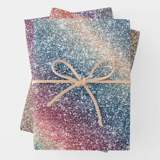 Regenbogen Glitter  Geschenkpapier Set (Beispiel)