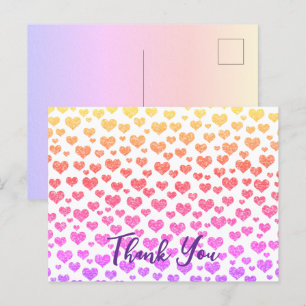 Regenbogen Glitter-Herzen Helle Farbige Benutzerde Postkarte