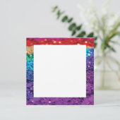 Regenbogen-Glitter-Hintergrundquadrat laden Einladung (Stehend Vorderseite)