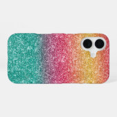 Regenbogen Glitter iPhone 16 Hülle (Rückseite (Horizontal))