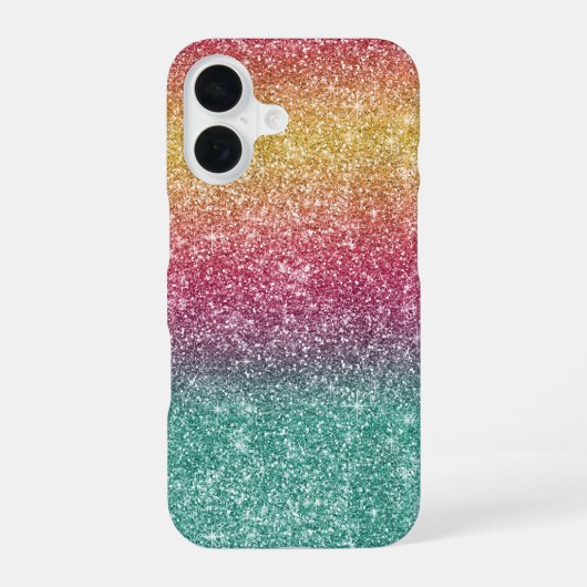 Regenbogen Glitter iPhone 16 Hülle (Rückseite)