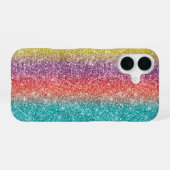 Regenbogen Glitter iPhone 16 Hülle (Rückseite (Horizontal))
