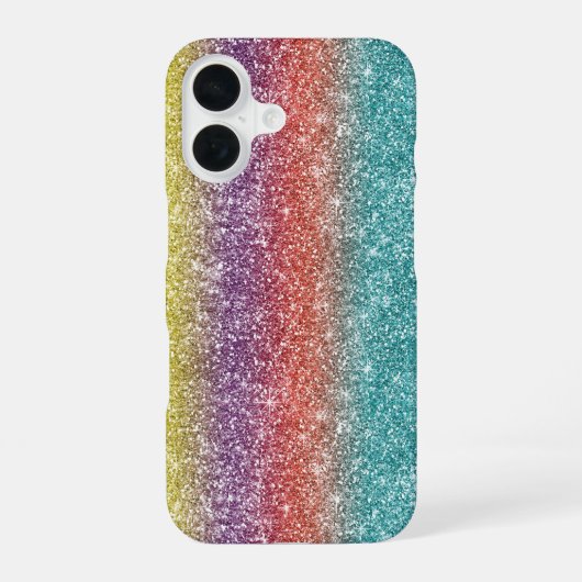 Regenbogen Glitter iPhone 16 Hülle (Rückseite)
