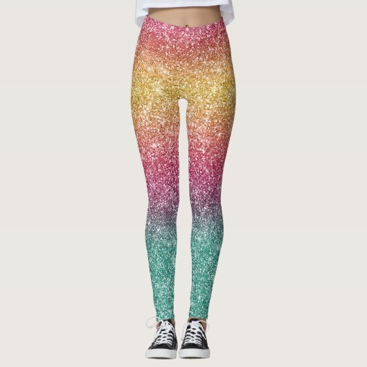 Regenbogen Glitter Leggings (Vorderseite)