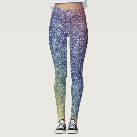 Regenbogen Glitter Leggings (Vorderseite)