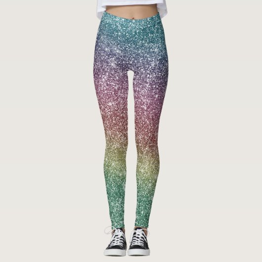 Regenbogen Glitter Leggings (Vorderseite)