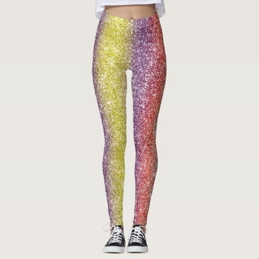 Regenbogen Glitter Leggings (Vorderseite)