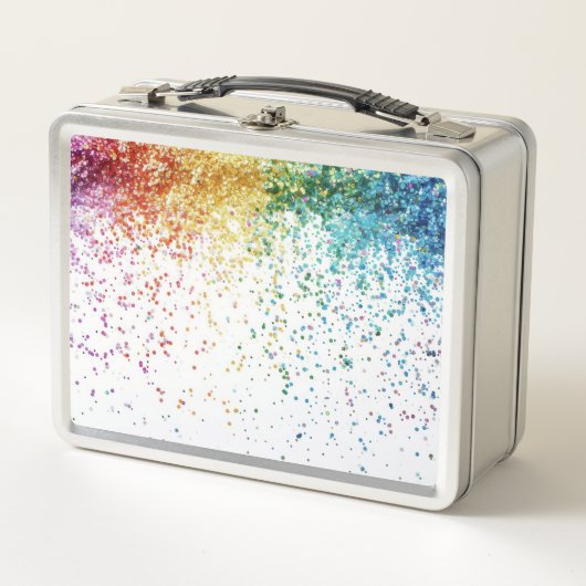 Regenbogen Glitter Metall Brotdose (Vorderseite)