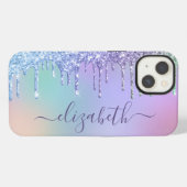 Regenbogen Glitter-Monogramm iPhone Hülle (Rückseite (Horizontal))