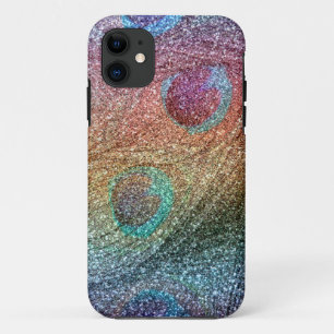 Regenbogen-Glitter-Pfaufedern Case-Mate iPhone Hülle