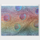 Regenbogen-Glitter-Pfaufedern Geschenkpapier (Flach)