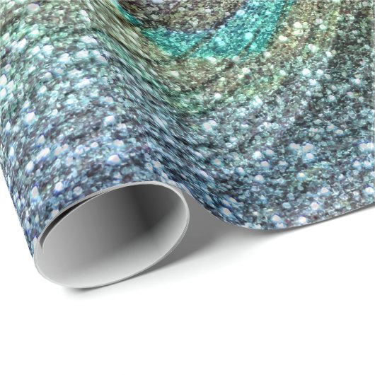 Regenbogen-Glitter-Pfaufedern Geschenkpapier (Rolleneckpunkt)