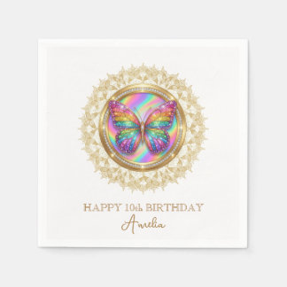 Regenbogen Glitter Schmetterling Elegante Spitze P Serviette