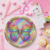 Regenbogen-Glitter-Schmetterling-Party-Teller Pappteller (Party)