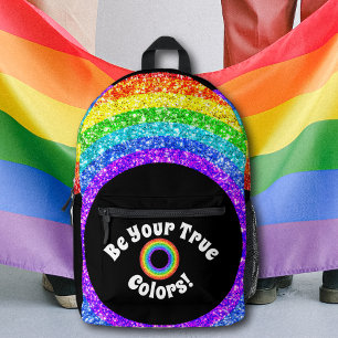 Regenbogen Glitter Stolz LGBT sei deine wahre Farb Bedruckter Rucksack