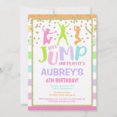 Regenbogen Glitter Trampolin Spring Geburtstagsmäd Einladung (Vorderseite)
