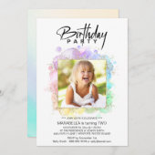 *~* Regenbogen Glitzer 2 ZWEI AR21 Foto Geburtstag Einladung (Vorne/Hinten)