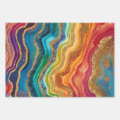 Regenbogen-Glitzer-Agitiermuster-Party Geschenkpapier Set (Vorderseite)