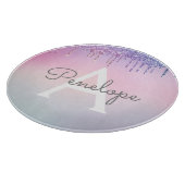 Regenbogen-Glitzer-Drillingslampe mit Monogramm Schneidebrett (Ecke)