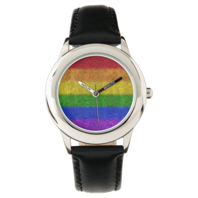 Regenbogen-Glitzer Gradient Armbanduhr (Vorderseite)