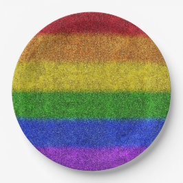 Regenbogen-Glitzer Gradient Pappteller