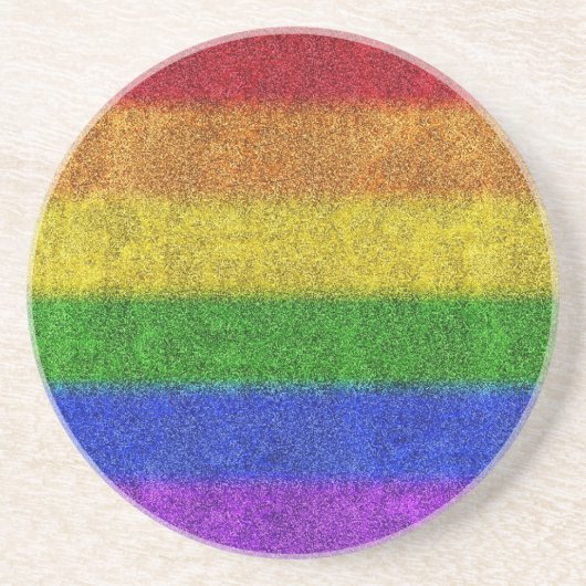 Regenbogen-Glitzer Gradient Sandstein Untersetzer (Vorne)