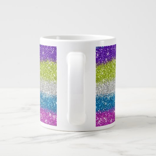 Regenbogen-Glitzer Jumbo-Tasse (Rückseite)