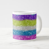 Regenbogen-Glitzer Jumbo-Tasse (Vorderseite Rechts)