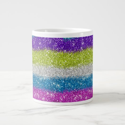 Regenbogen-Glitzer Jumbo-Tasse (Vorderseite)