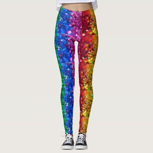 Regenbogen-Glitzer Leggings (Vorderseite)