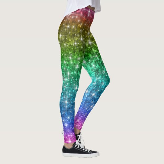 Regenbogen-Glitzer-Leggings Leggings (Rechts)