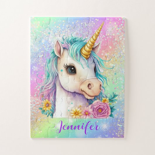 Regenbogen Glitzer Magisches Einhorn Puzzle (Vertikal)