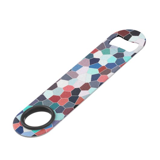 Regenbogen-Glitzer-Mosaik-Nr. 02 Speed Flaschenöffner (Rückseite Schrägansicht)