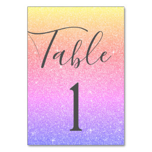 Regenbogen-Glitzer-Schein-Tischnummer Tischnummer