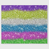 Regenbogen-Glitzer-Streifen Geschenkpapier (Flach)