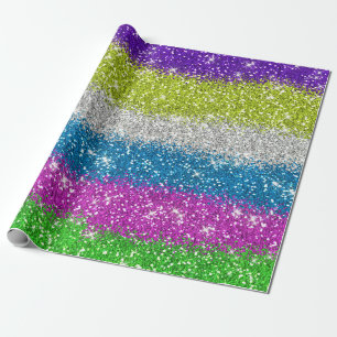 Regenbogen-Glitzer-Streifen Geschenkpapier