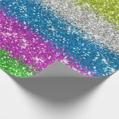 Regenbogen-Glitzer-Streifen Geschenkpapier (Ecke)
